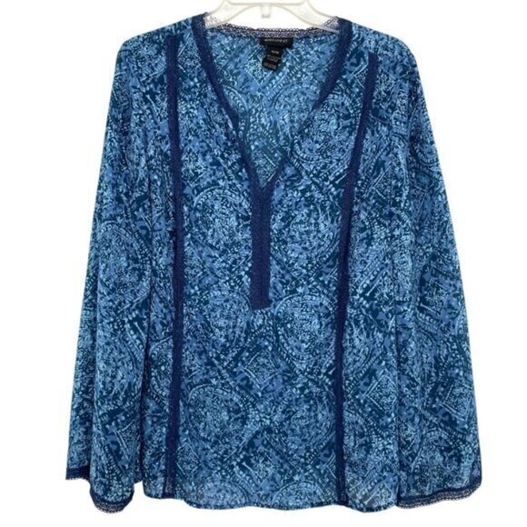 Lane Bryant Tops - Lane Bryant Blue Sheer Boho Blouse Top